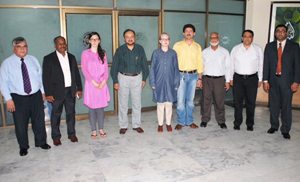 "Professor Murad and Professor Asad with Finnish and Spanish interns at Center for Law and Policy."