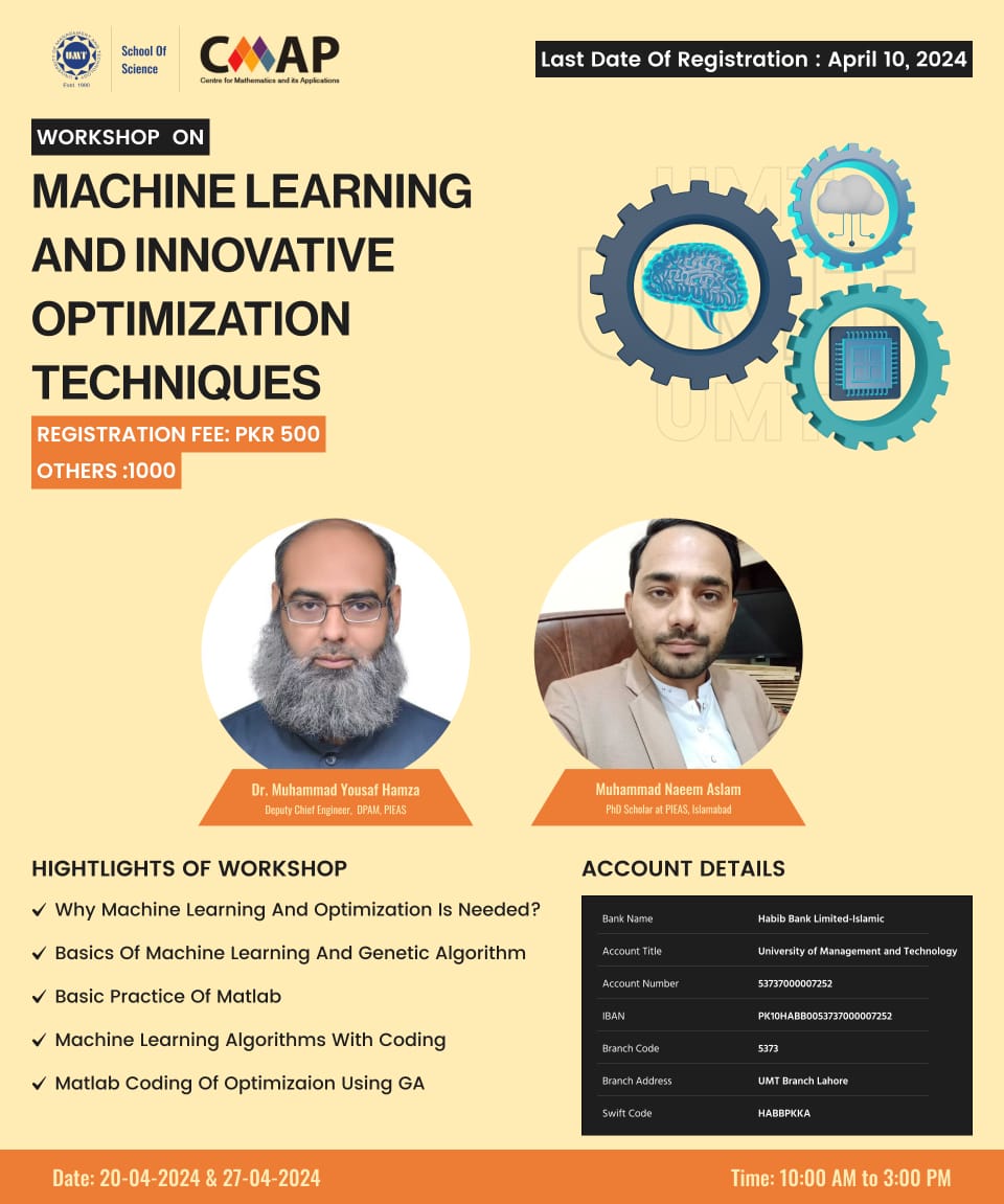 Workshop on  Machine Learning and Innovative Optimization Techniques