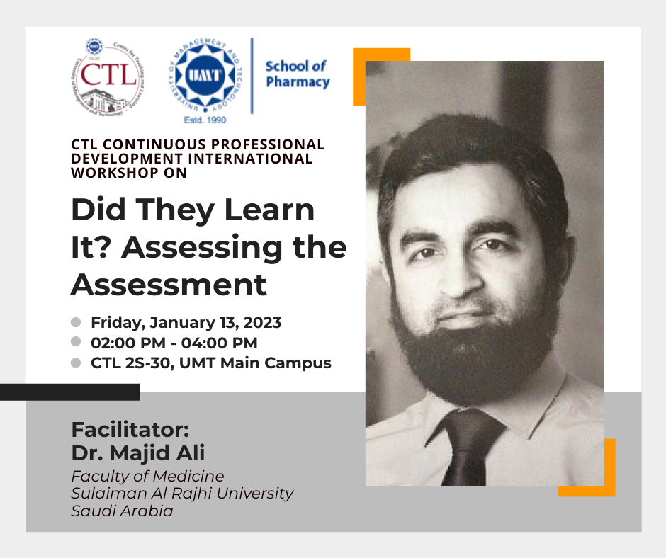 International Workshop on Did They Learn It? Assessing the Assessment