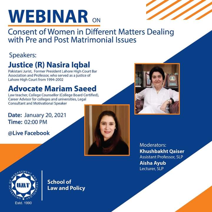 webinar on consent of women in different matters dealing with pre and post matrimonial issues