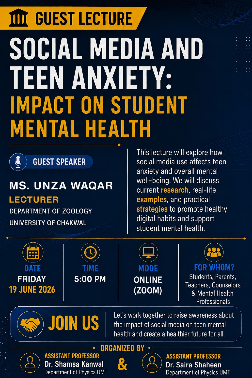 Guest Lecture - Social Media and Teen Anxiety: Impact on Student Mental Health