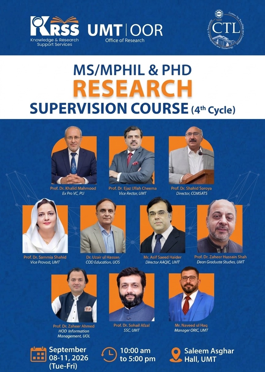 4th Cycle of MS/MPhil & PhD Research Supervision Course