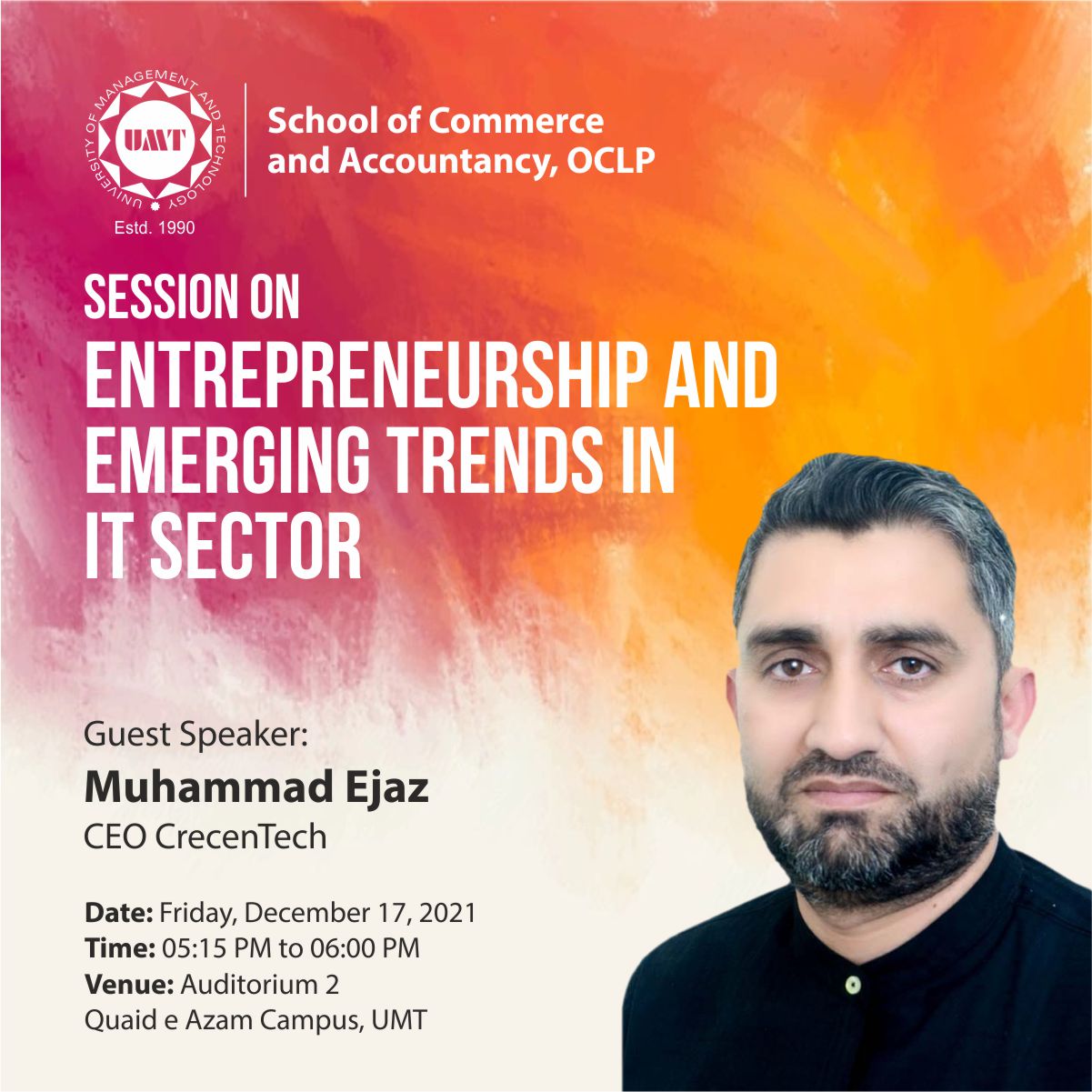 Guest Speaker Session on "Entrepreneurship & Emerging Trends in IT Sector