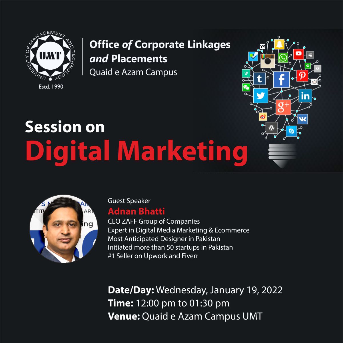 Guest Speaker Session on  " Digital Marketing " 