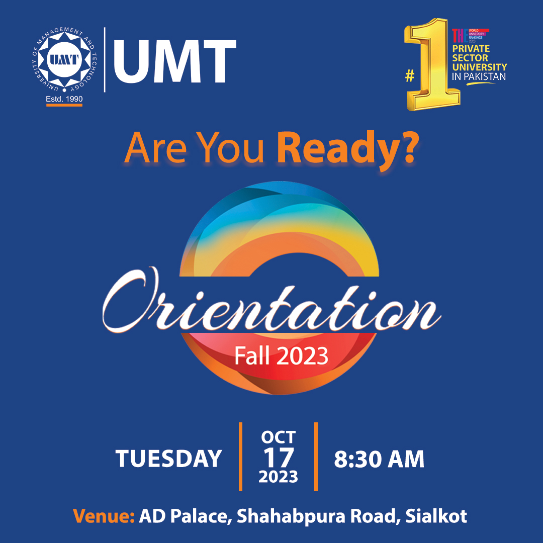 Orientation for the new participants admitted in UMT Sialkot Fall 2023