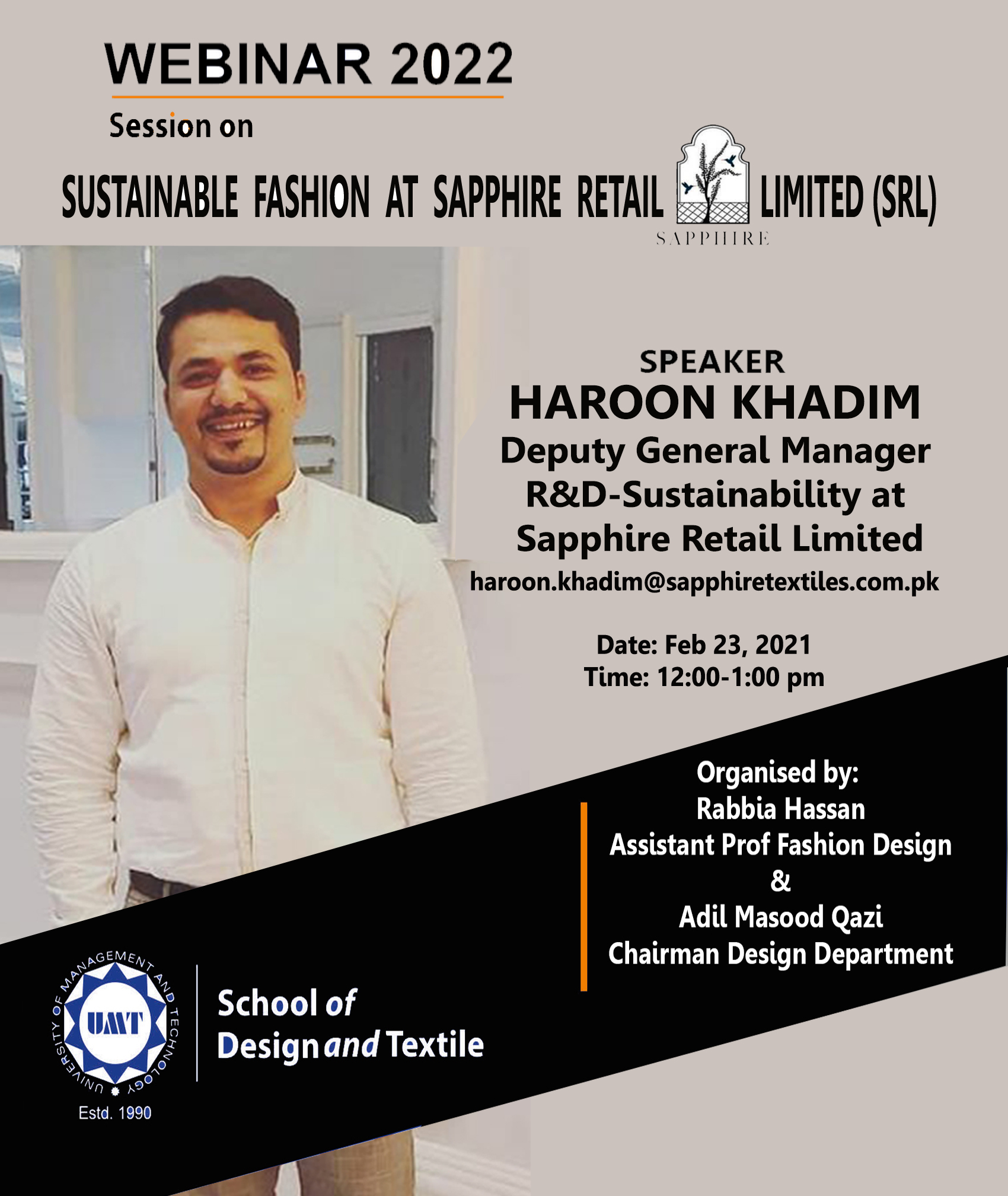 Webinar on Sustainable Fashion at Sapphire Retail Limited (SRL)